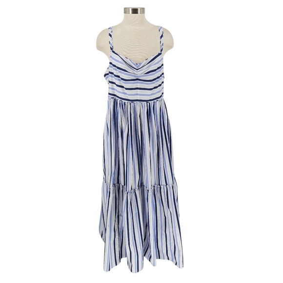 J. Crew Dresses & Skirts - J.CREW Maxi Dress Blue Stripe Sleeveless Sweatheart Neck Zip Back 16